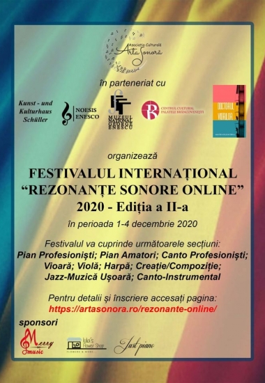 Recitalul online “Gala Laureaților Festivalului Internațional Rezonanțe Sonore Online 2020", ediția a II-a